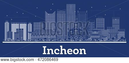 Outline Incheon South Korea City Skyline With White Buildings. Vector Illustration. Business Travel 