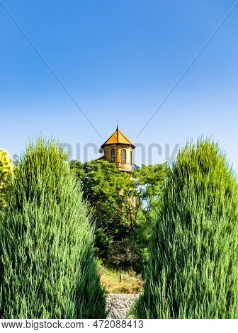 Photography On Theme Ancient Brick Castle With Large Tower