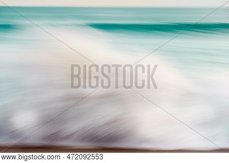 Coastal Abstract Flying Spray From Crashing Waves Horizontal Camera Movement Background.