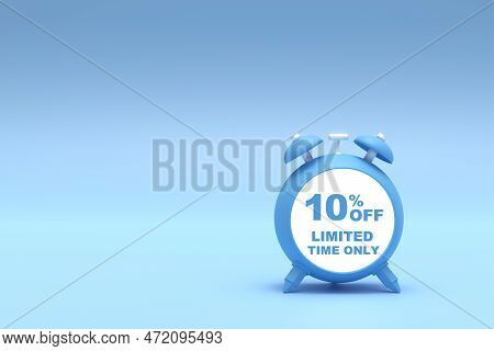 3d Rendering. 10 Percent Limied Time Offer With Freespace For Texting On Pastel Blue Background. Spe