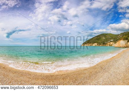 Scenic View On Vignanotica Beach On The Coast Of Gargano National Park. The Most Beautiful Coasts Of