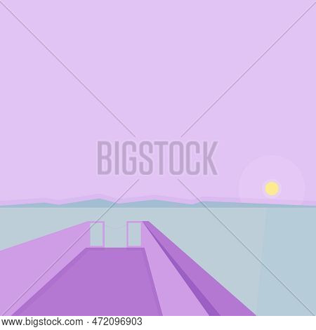Abstract Bocho Art Landscape Aesthetic With Purple