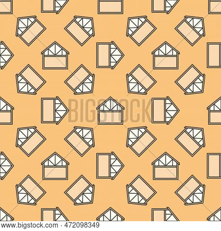 House Roof Truss System Vector Concept Colored Seamless Pattern