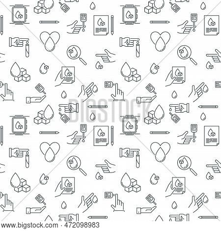 Glycemia Vector Simple Seamless Background. Sugar Or Glucose In Blood Test Concept Pattern