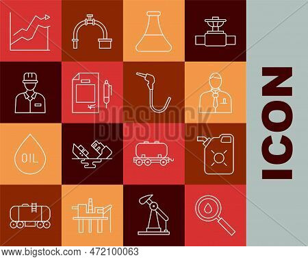 Set Line Oil Drop, Canister For Motor Oil, Businessman Stock Market Trader, Petrol Test Tube, Contra