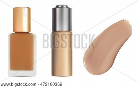 Foundation Cosmetic Cream Bottle. Luxury Liquid Skin Concealer Template, Premium Product Design Illu