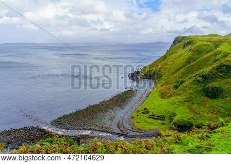 View Of Coastal Landscape, Near Lealt Falls, In The Isle Of Skye, Inner Hebrides, Scotland, Uk