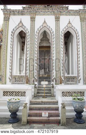Phra Viharn Yod Temple At Grand Palace Complex In Bangkok. The Building Is Used As A Chapel For Budd