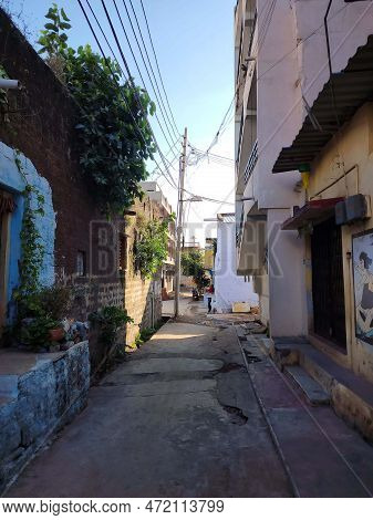 Gulbarga, India; December 18th 2022;stock Photo Of Quite Beautiful Small Alley, Surrounded By Old An