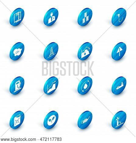 Set Businessman Or Stock Market Trader, Barrel Oil, Gasoline Pump Nozzle, Co2 Emissions Cloud, Petro