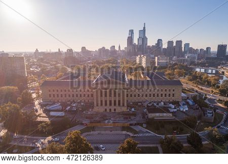 Philadelphia, Pennsylvania - October 01, 2019: Backside Of Philadelphia Pennsylvania Museum Of Art. 