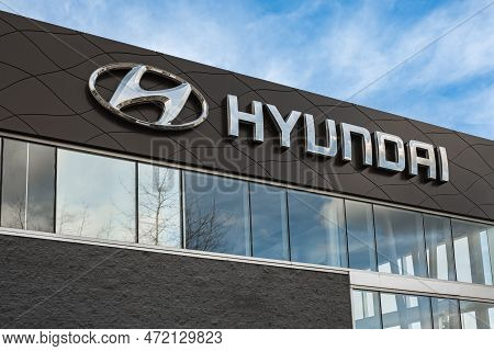 Exterior View Of Hyundai Car Dealership In Vancouver Canada. The Hyundai Motor Company Is A South Ko