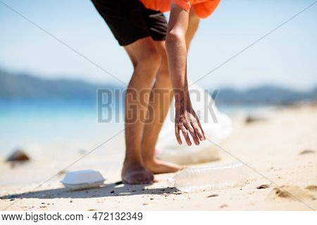Plastic Garbage. Sea Pollution. Beach Clean Up.