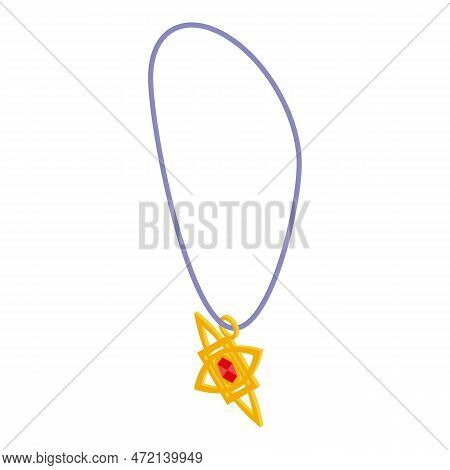 Gold Amulet Icon Isometric Vector. Magic Game. Eye Stamp