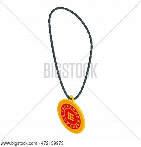 Red China Amulet Icon Isometric Vector. Magic Design. Hand Stamp