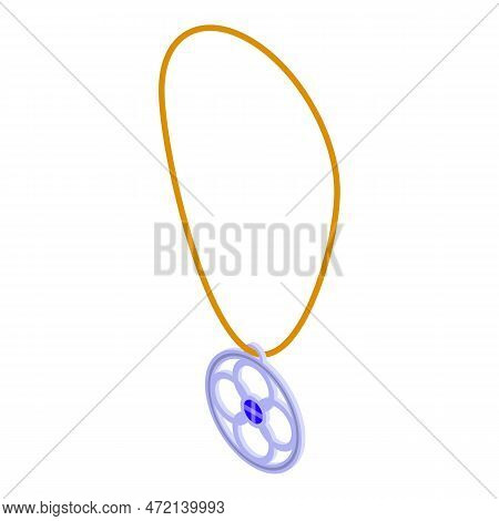 Silver Amulet Icon Isometric Vector. Magic Design. Bead Hamsa