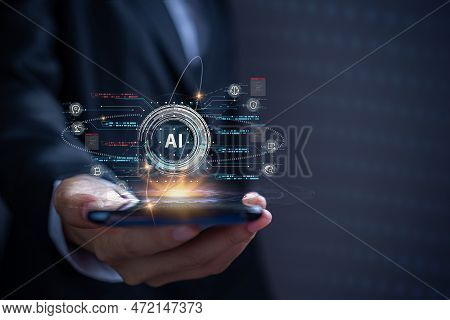 Future World Driven By The Power Of Artificial Intelligence Via Mobile Ai Powered Mobile.