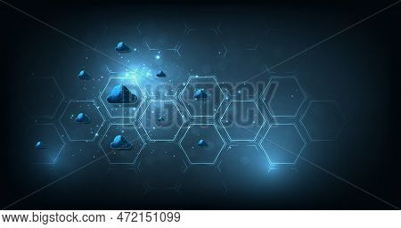 Cloud Computing Concept.cloud Storage With Data Protected Exchange Cloud Computing, Big Data Center,
