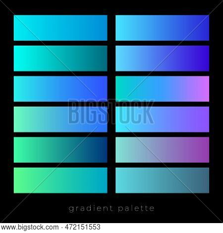 Gradient Palette. Blue-green Cool Spectrum. Blue, Green, Pink, Purple, Deep Blue, And Turquoise Colo