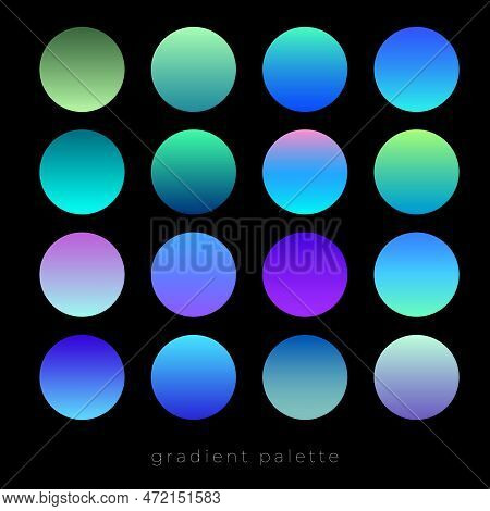 Gradient Palette. Blue-green Cool Spectrum. Blue, Green, Pink, Purple, Deep Blue, And Turquoise Colo