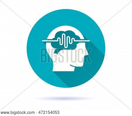 Brain Mri Icon With Long Shadow For Graphic And Web Design.