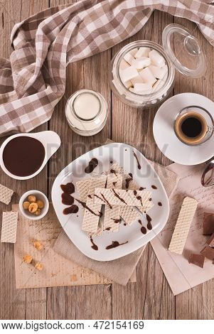 Neapolitan Wafers Filling With Hazelnut Chocolate Cream.