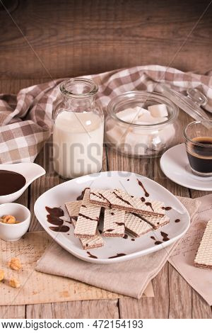 Neapolitan Wafers Filling With Hazelnut Chocolate Cream.