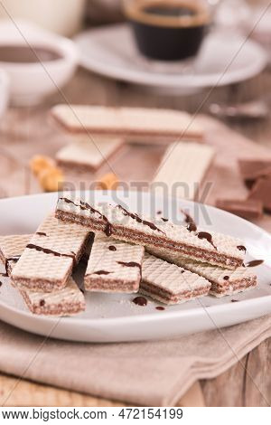 Neapolitan Wafers Filling With Hazelnut Chocolate Cream.