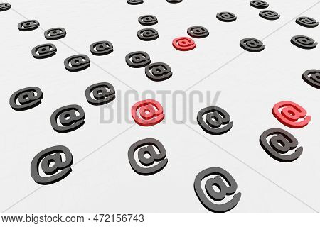 Email Marks Or At Sign Icon On White Background 3d Render. At Symbol, Commercial At, Or Address Sign