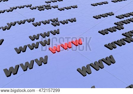Www Symbols Sign On Blue Background 3d Render. Hypertext Transfer Protocol Secure Web 3