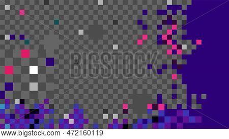 Abstract Background Constructed With Colorful Rectungles In A Pixel Art Style.