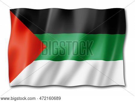 Hejaz Ethnic Flag. Satin Texture. 3d Illustration