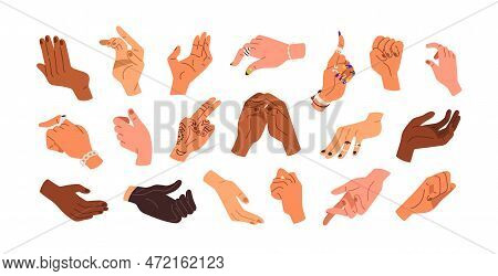 Hands Grabbing, Gripping, Taking. Palms, Finger Pointing, Leaning, Grasping, Clenching, Holding Set.