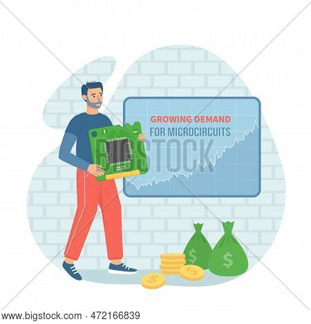 Global Microprocessors Shortage And High Demand. Microprocessors And Computer Chips Supply Problems.