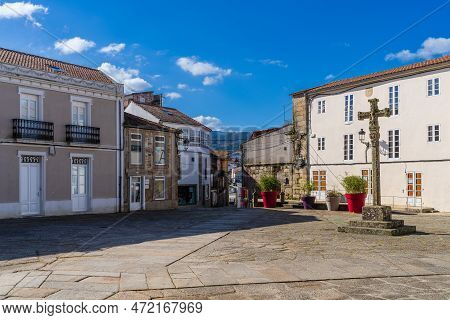 Noia, Galicia, March 1, 2023. Street In The City Of Noia, In Galicia, Spain.
