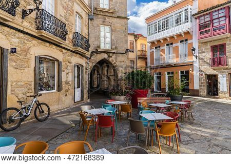 Noia, Galicia, March 1, 2023. Street In The City Of Noia, In Galicia, Spain.