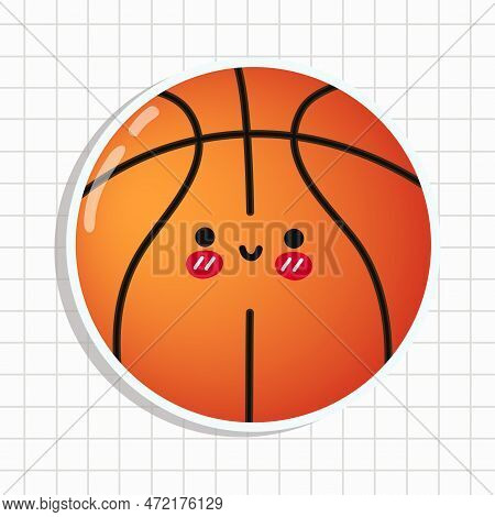 Cute Funny Basketball Sticker.vector Hand Drawn Cartoon Kawaii Character Illustration Icon. Isolated
