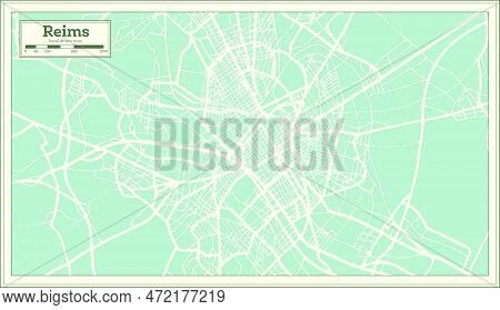 Reims France City Map In Retro Style. Outline Map. Vector Illustration.