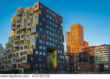 Cityscape Of Amsterdam Zuidas, Business District With Futuristic Architecture