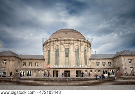 Cologne, Germany - November 6, 2022: Main Building Of Koln Messe Deutz Bahnhof Train Station. It's A