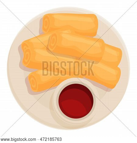 Spring Roll Meal Icon Cartoon Vector. Food Cuisine. Fried Eat