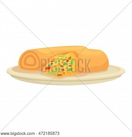 Vegan Spring Roll Icon Cartoon Vector. Food Cuisine. China Meal