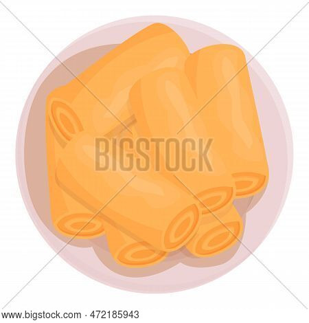 Tasty Cheese Icon Cartoon Vector. Spring Roll. Restaurant Menu