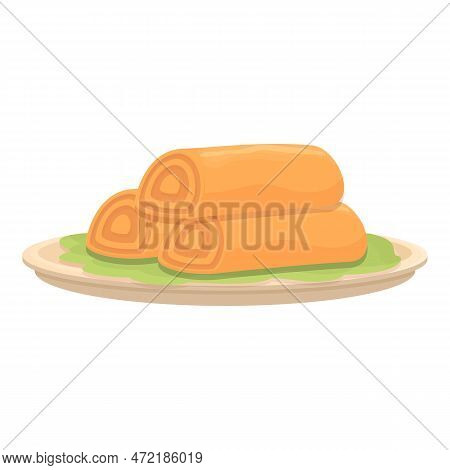 Pork Spring Roll Icon Cartoon Vector. Food Cuisine. China Meal