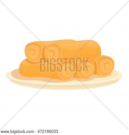 Tasty Spring Roll Icon Cartoon Vector. Food Cuisine. China Meal