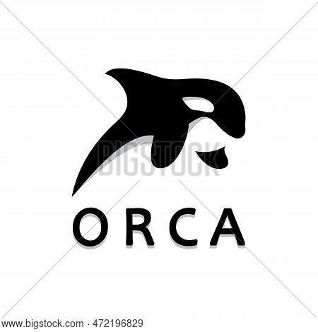 Simple Black Orca Whale Animal Illustration Logo Creative Design, Killer Whale, Underwater Animal. L