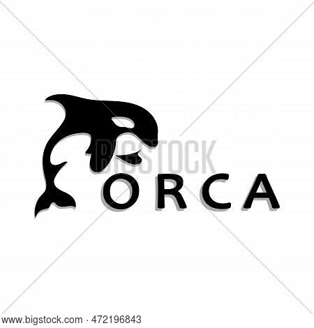 Simple Black Orca Whale Animal Illustration Logo Creative Design, Killer Whale, Underwater Animal. L
