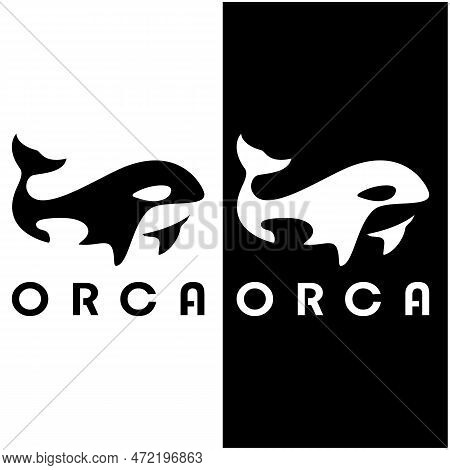 Simple Black Orca Whale Animal Illustration Logo Creative Design, Killer Whale, Underwater Animal. L