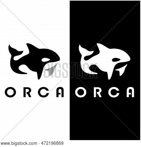 Simple Black Orca Whale Animal Illustration Logo Creative Design, Killer Whale, Underwater Animal. L