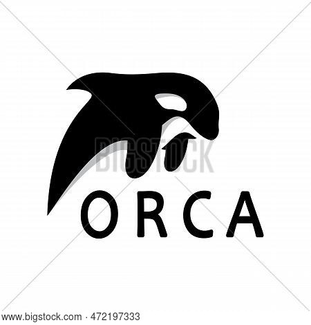 Simple Black Orca Whale Animal Illustration Logo Creative Design, Killer Whale, Underwater Animal. L